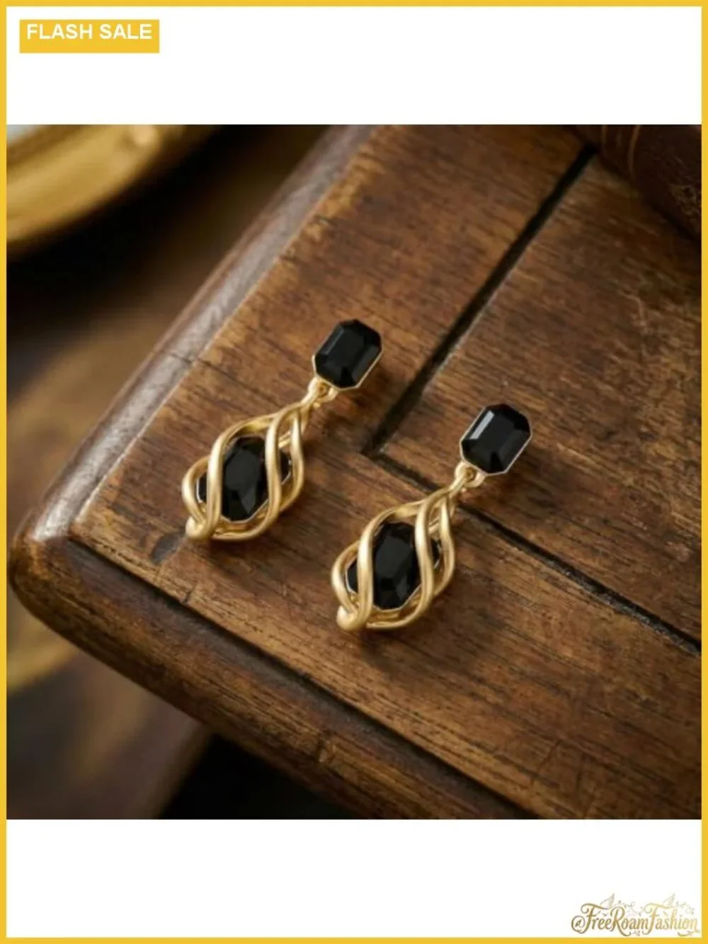 Gold Tone Rhinestone Rectangle Drop Earrings for Women Vintage Formal